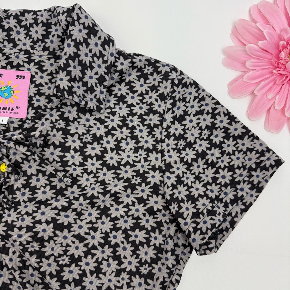 UNIF Corin Ditsy Floral Mini Dress Black Grey - Picture 8 of 14